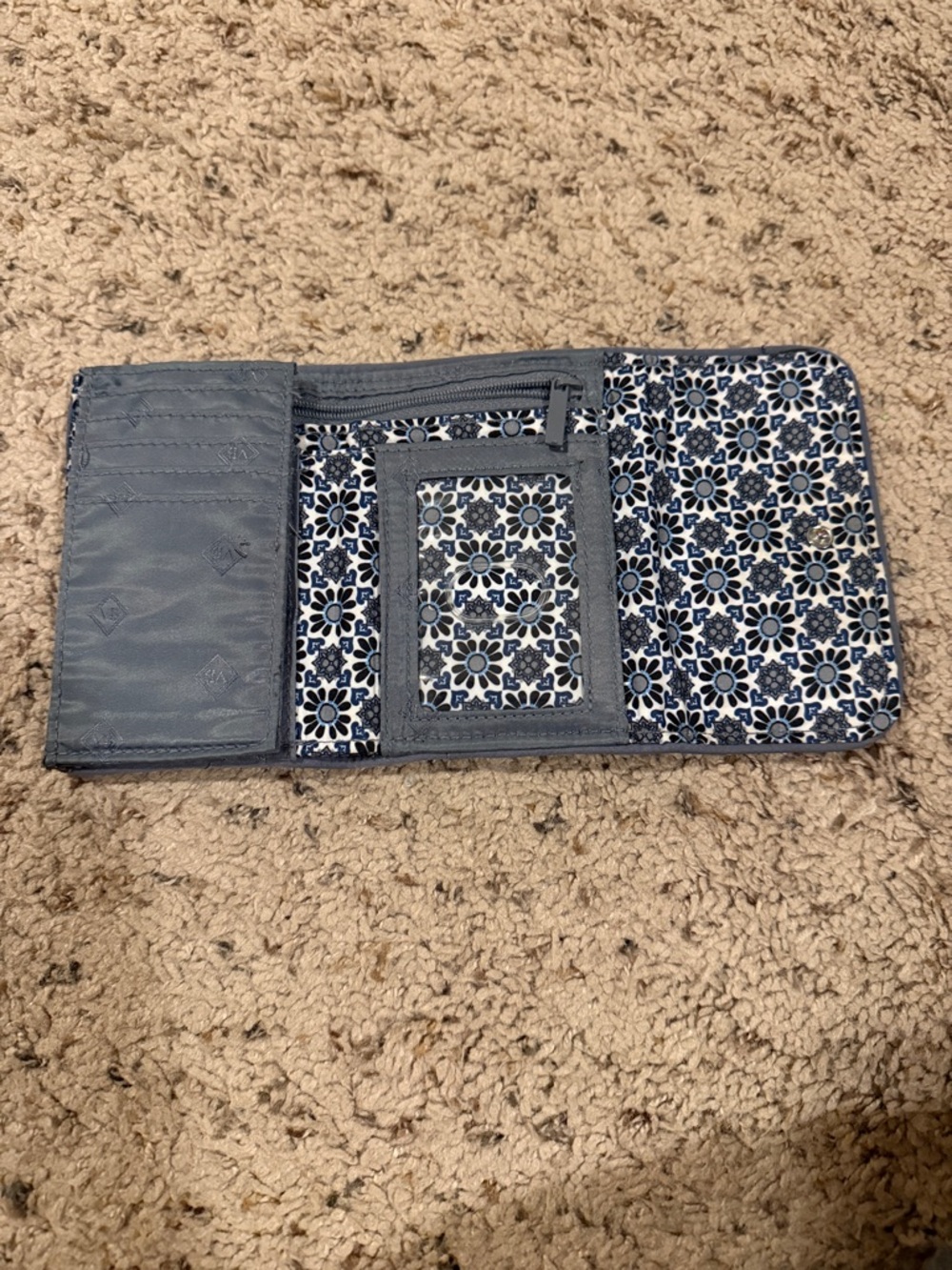 Vera Bradley Quilted Wallet in Navy Blue Floral Medallion - Picture 3 of 7